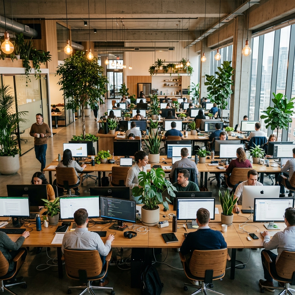 Modern Office Workspace with Employees
