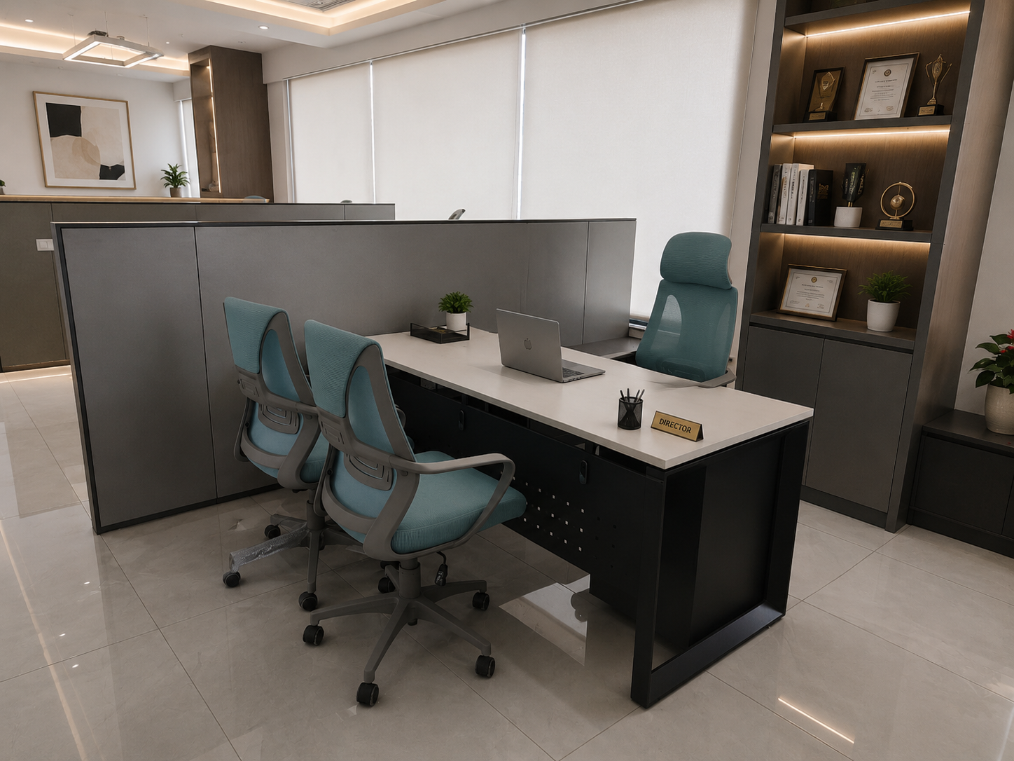 Manager Cabin with side storage — our work 2